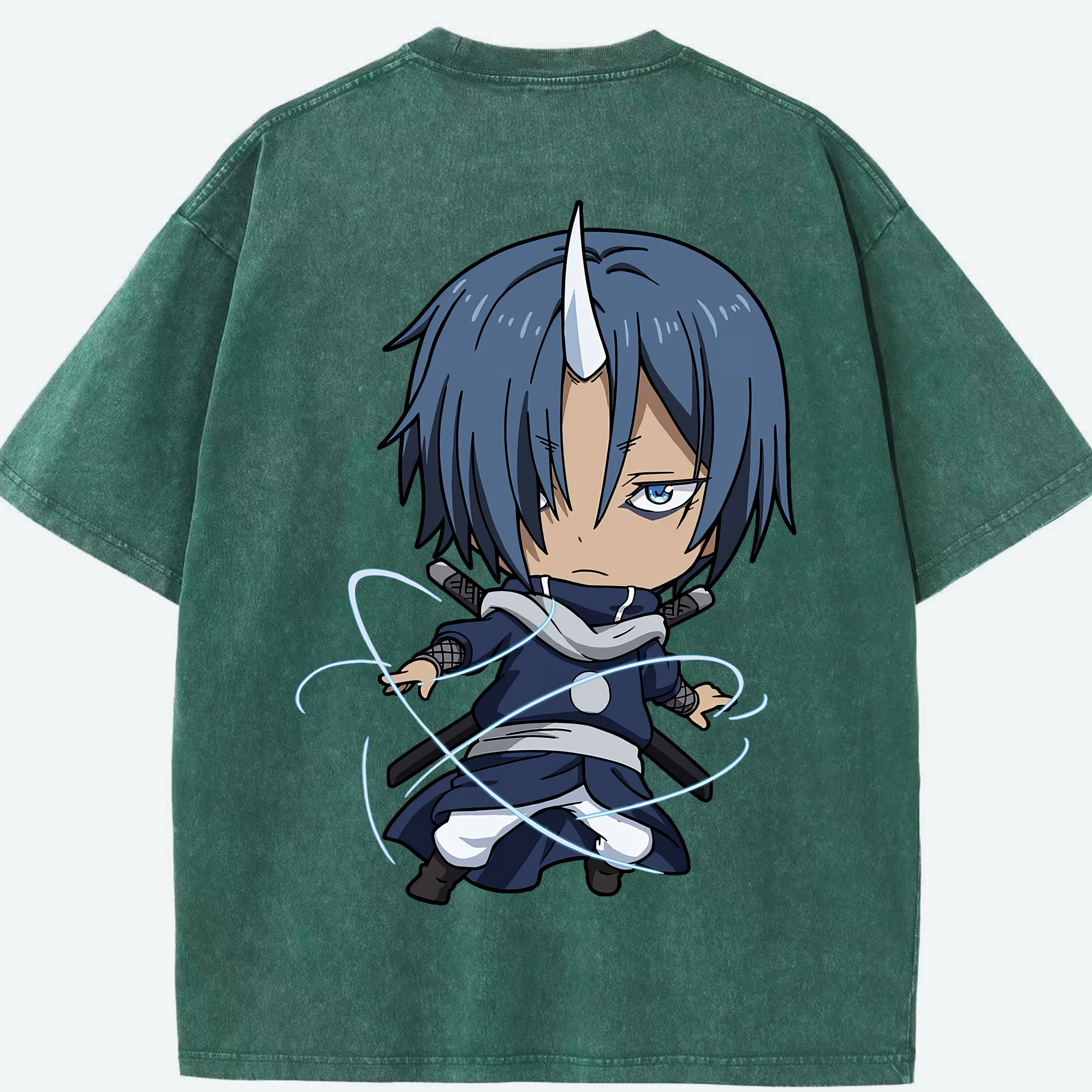（画像用） 転スラ Regarding Reincarnated to Slime 綿100% ヴィンテージ風 半袖Tシャツ（背面プリント）